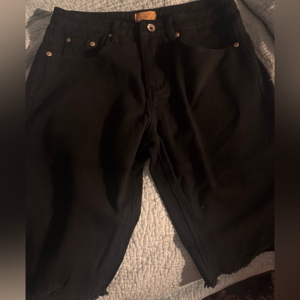 POL Black Denim Jean shorts distressed size small